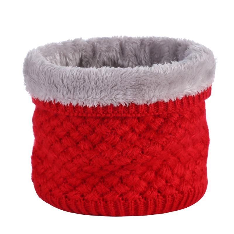 Winter Solid Color Velvet Neck Cover Female Cycling Knitted Wool Cover Neck Thickened Scarf Warm Scarf Autumn and Winter Windproof