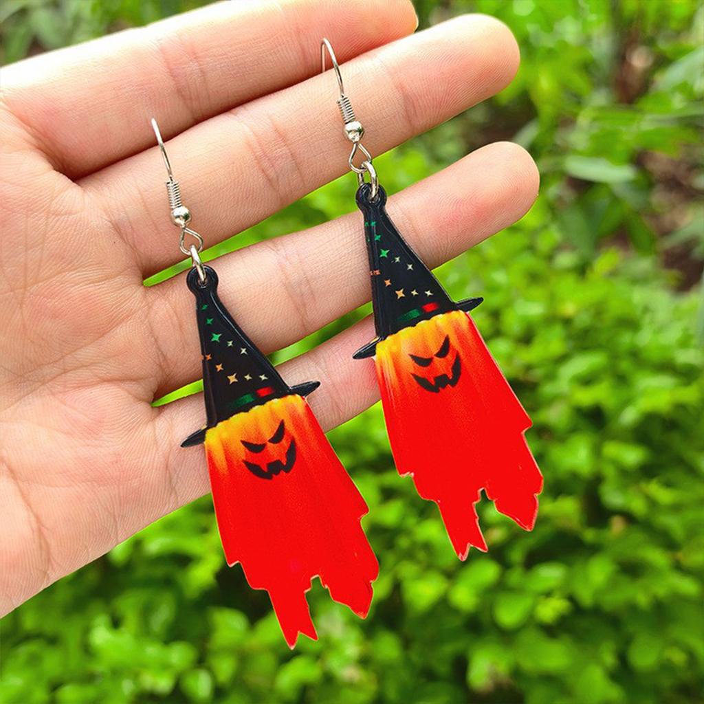Halloween Hat Acrylic Pendant Earrings With Double-sided Printed Festival Atmosphere Decoration Earrings.