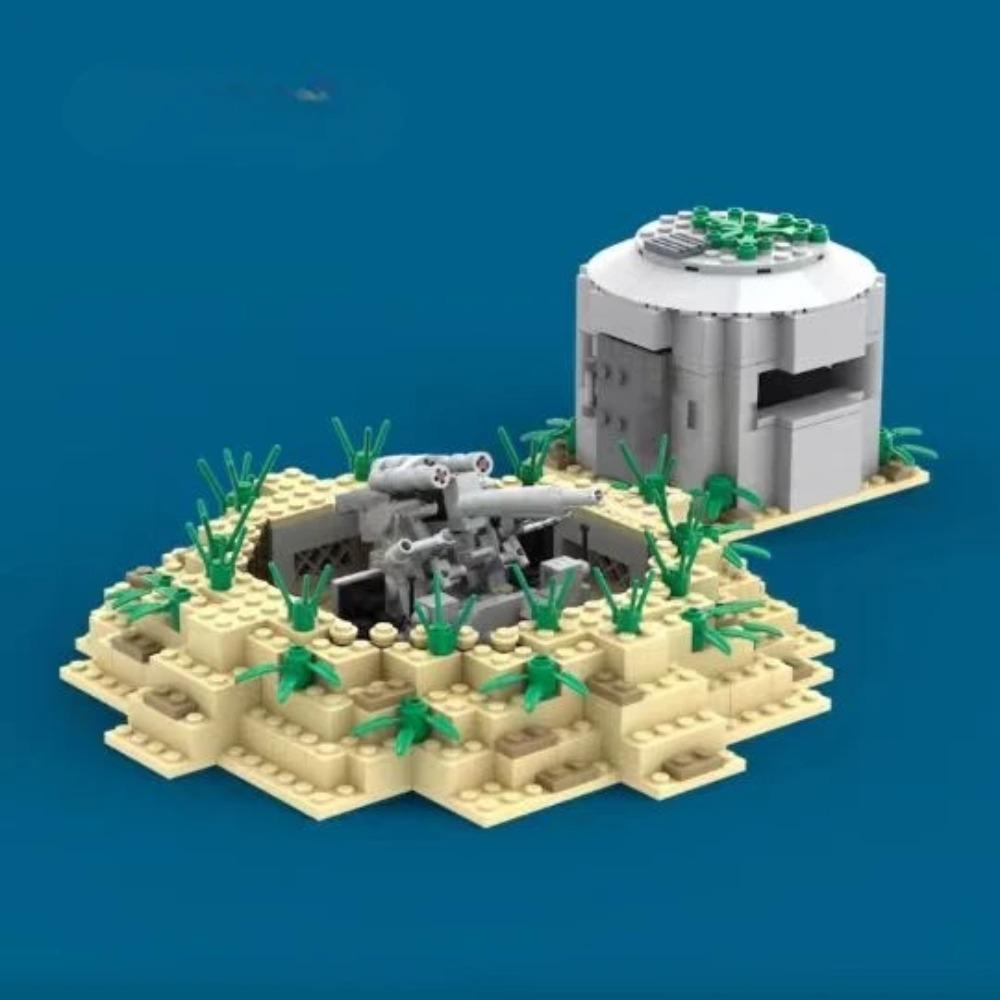 World War II Cannon Bunker Building Block Military Base Trench Model Assembled Toy Moc Set Educational Children Bricks Toy