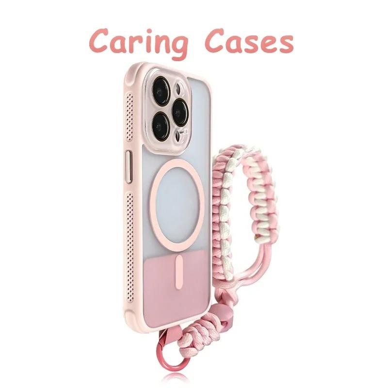

For iPhone 16 Pro Max Case Skin-Feel Cooling Edge MagSafe Lens Guard Compatible with iPhone 15 14 13 12 iPhone 13 Pro baby рожевий колір