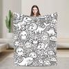 Dino And Sea Creatures Doodle Mixed Line Art Graphic Bedding Throws Soft Cozy Funny Blanket For Sofa Home Travel Car Bed Cover