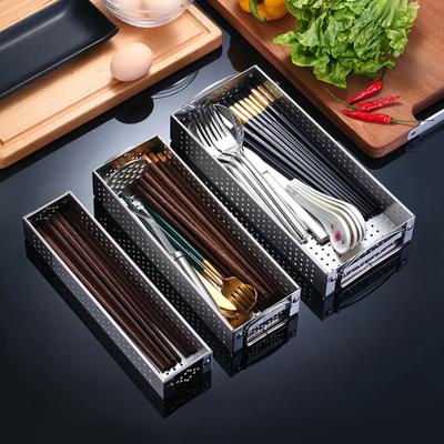 Metal Wire Storage Box Tableware Hollow Out Quick Drainage Chopsticks Spoon