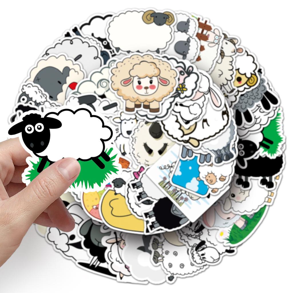 50 Bilder von Lamm Doodle Persönlichkeit Cartoon Niedliche Tiere Kinder Goo Karte DIY Skateboard Koffer Aufkleber