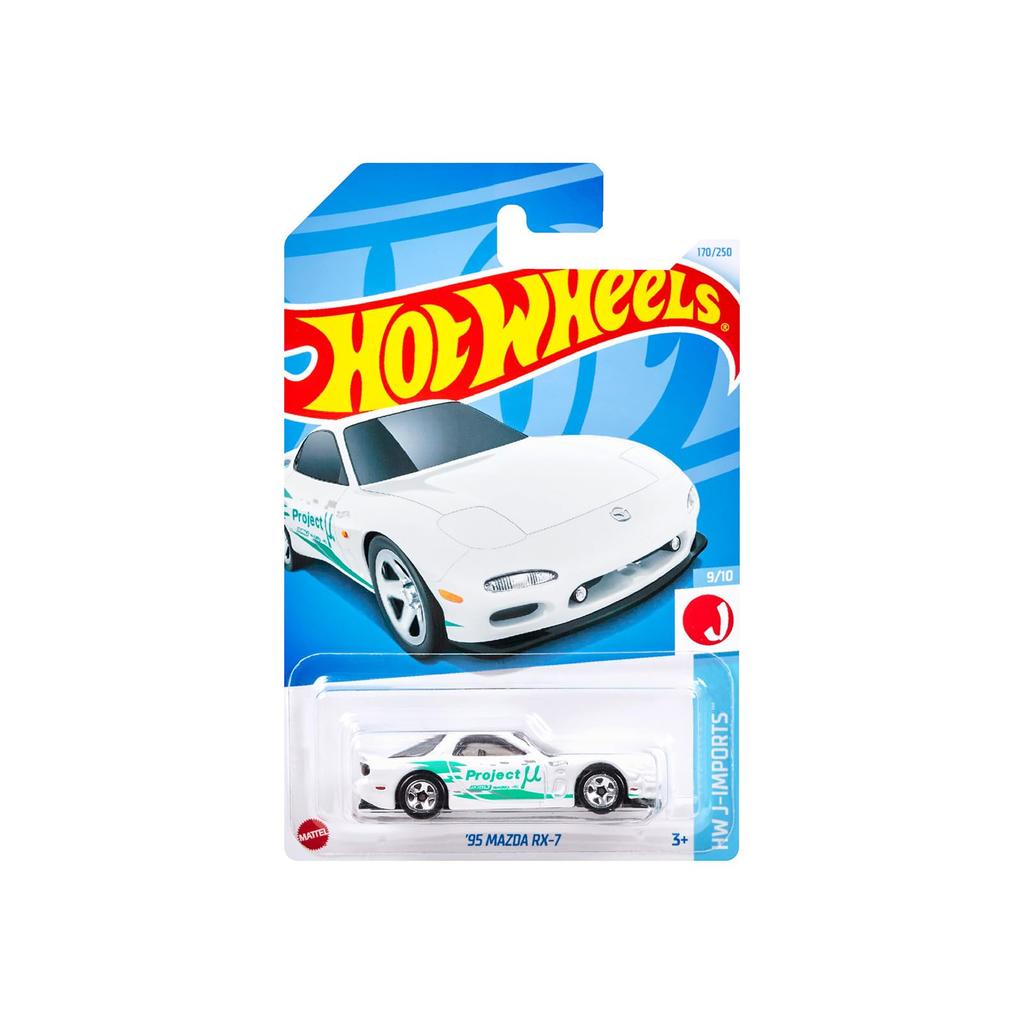 Hot Wheels Basic Car '95 Mazda RX-7 Vehicle Toy, White, HXR10, Ages 3 and Up