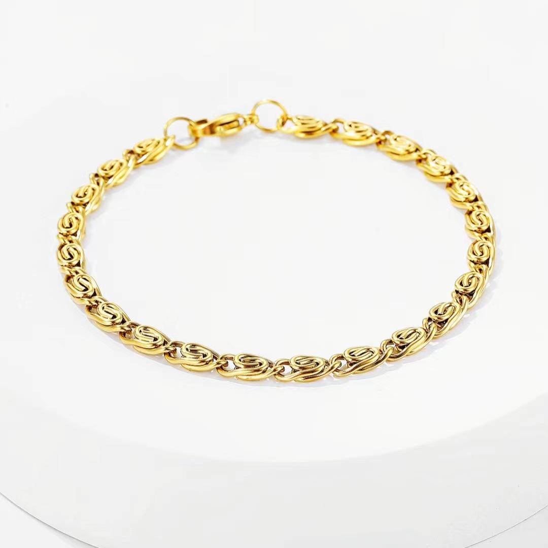 мода 18к Золото 4мм цепочка Браслеты Мужские украшения шарм женщины леди свадебная вечеринка подарки Богемия 20см 20cm