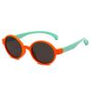 Cute Round Kids' Sunglasses With Color-Blocked Legs, Uv400 Protection, Lightweight Sun-Shading Glasses For Babies S5006