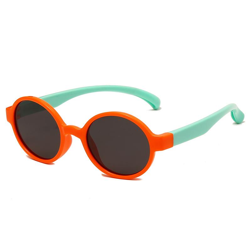 Cute Round Kids' Sunglasses With Color-Blocked Legs, Uv400 Protection, Lightweight Sun-Shading Glasses For Babies S5006