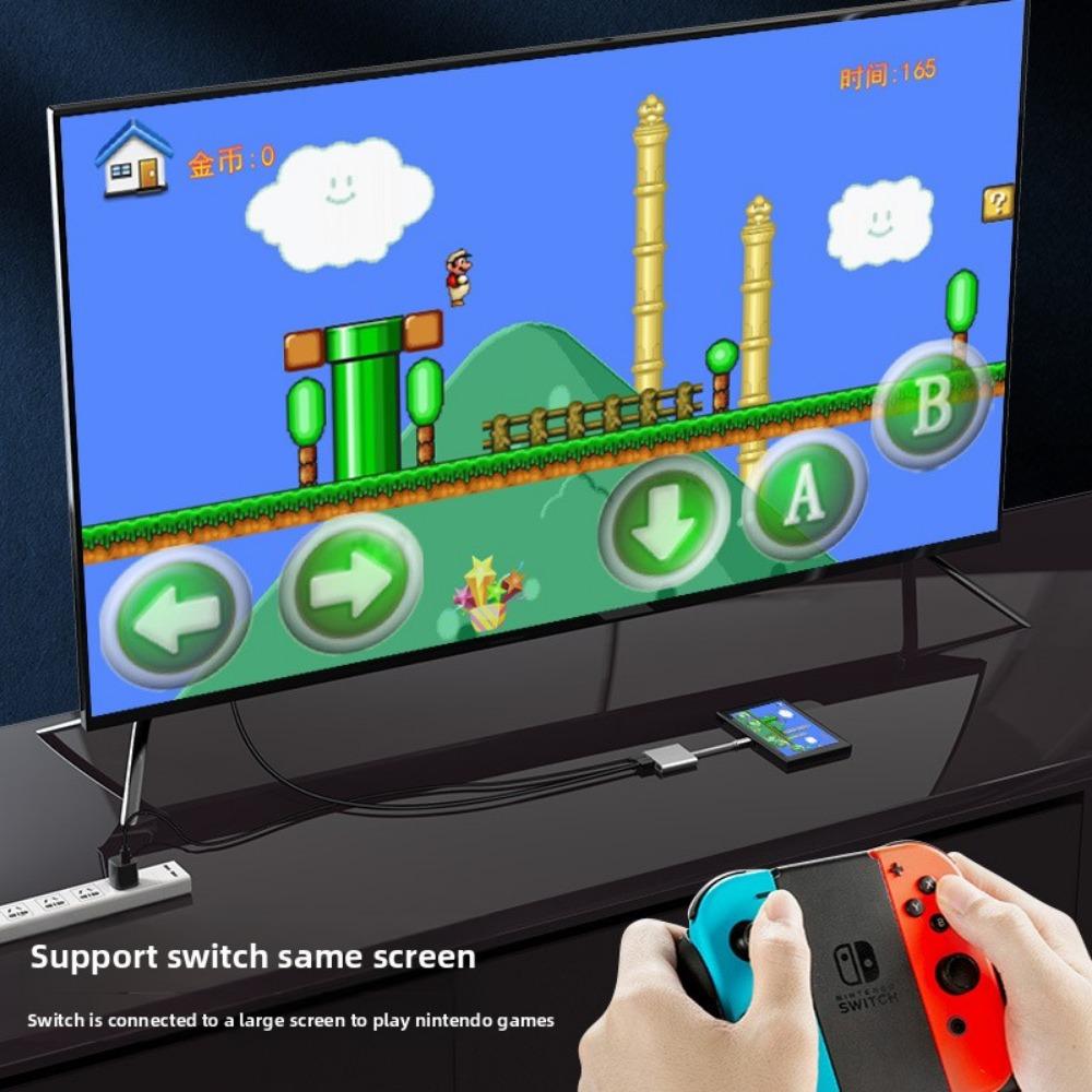 Type C to HDMI Triple Dock Adapter Hub for TV Projector Laptop with 3 in 1 Multi Port Expansion