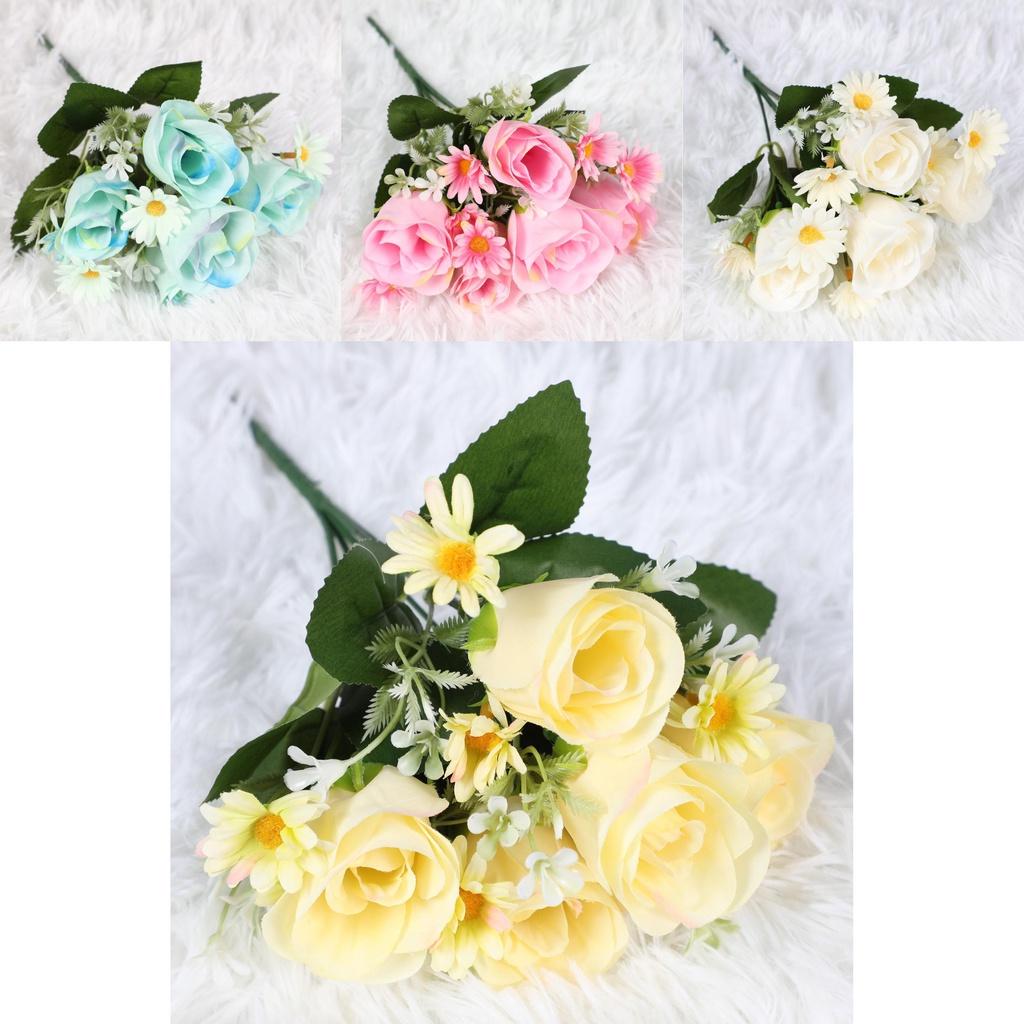 Realistic Rose Peony Artificial Flower Bouquet For Home Wedding Hotel Decoration Silk Material