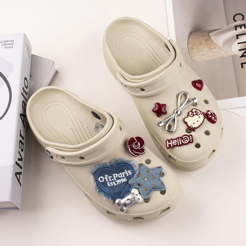 1 Set Diy Footwear Decoration Sanrio Hello Kitty Bowknot Red Series Shoe Charms Kit For Clogs & Sandals Xmas Gifts