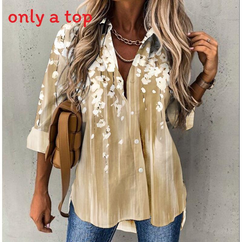 Floral Print Shirt With 3d Pattern For Casual Office Wear