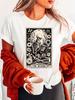 Black And Floral Skull Reading Fashion Letter Print T-Shirt, Short Sleeve Crew Neck Casual Top for Summer & Spring, Women'S Apparel