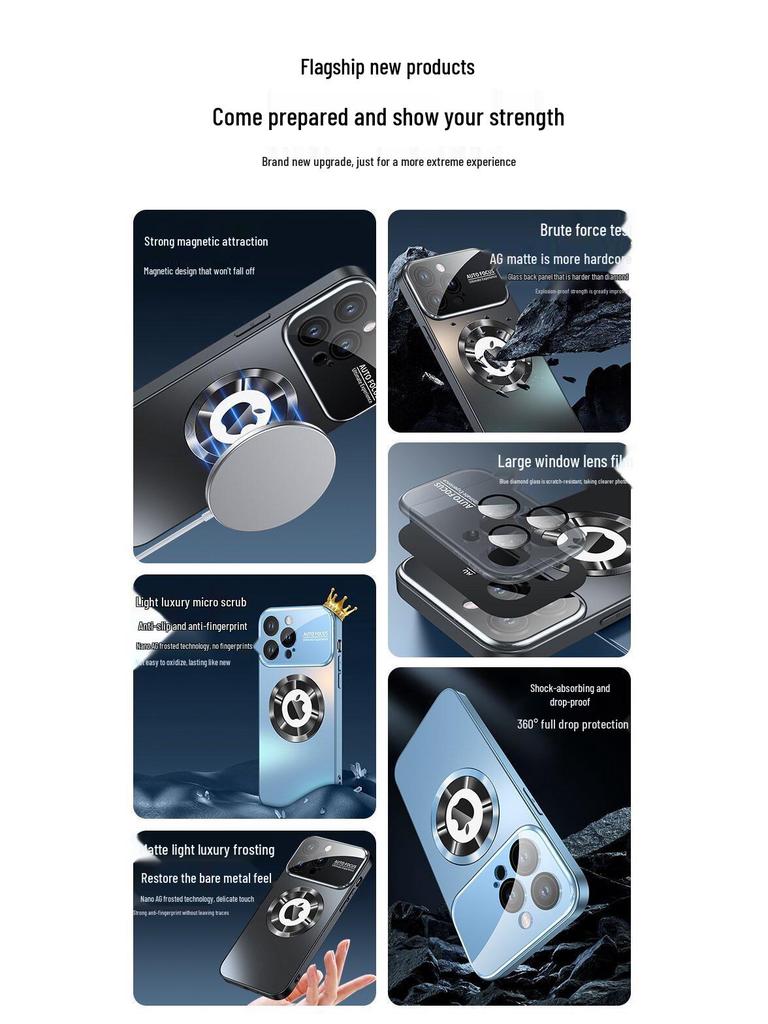 Applicable Apple 17 ProMax Full Coverage Magnetic Matte Protective Phone Case