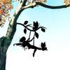 Swing Elf On Branch Steel Silhouette 1pc Metal Wall Art Home Garden Yard Patio Statue Stake Decoration or Garden Party Decor