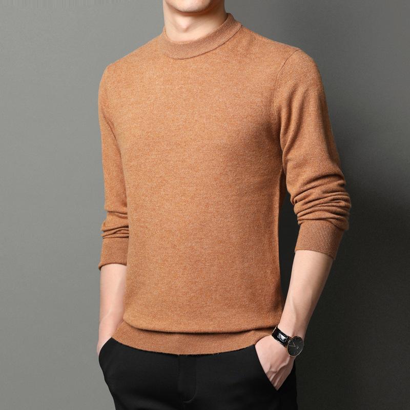 Осенне-зимний новый мужской свитер из овечьей шерсти с круглым вырезом — фото 3