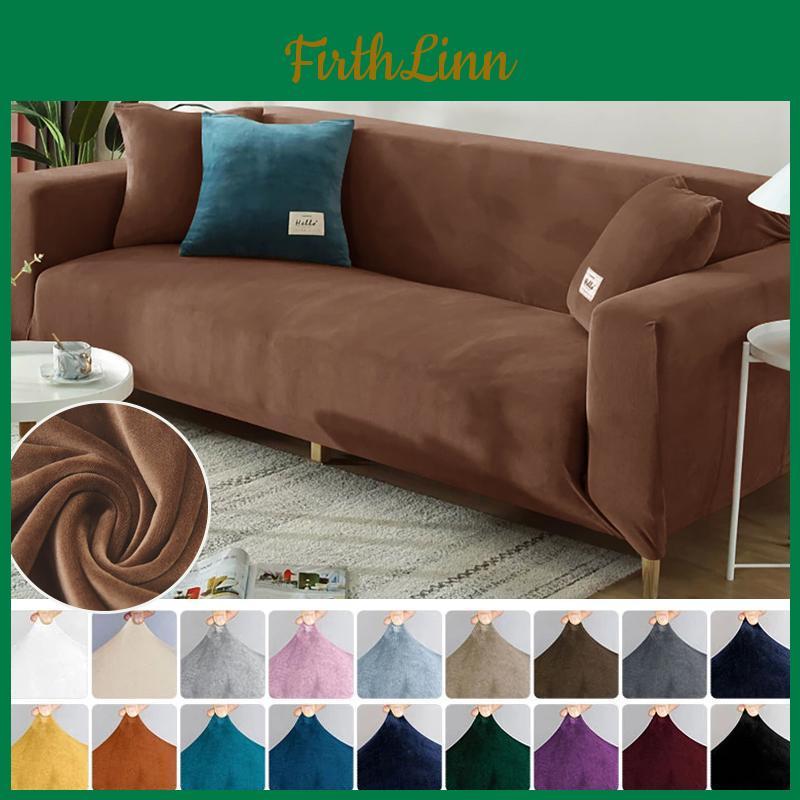 Velvet Luxury Super Sofa Cover Warmthick Elastic Couch Cover For Living Room Solid Color Furniture Protector Armchair Slipcover