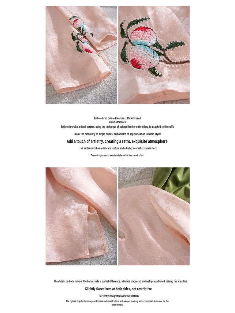 Silk Blend Jacquard Round Neck Hollow Out Slimming Top for Women - 2026 Spring Long Sleeve