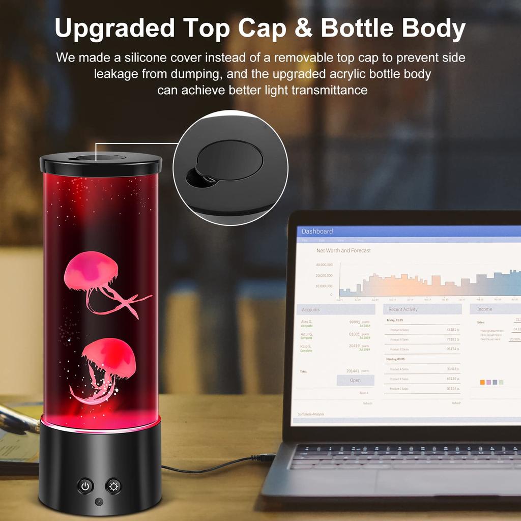 SZMDLX Jellyfish Tank Lamp Healing Light with Remote Control 17 Color Change Dimmable 4 Modes Table Lamp Lava Lamp Atmosphere Aquarium Bedside Lamp