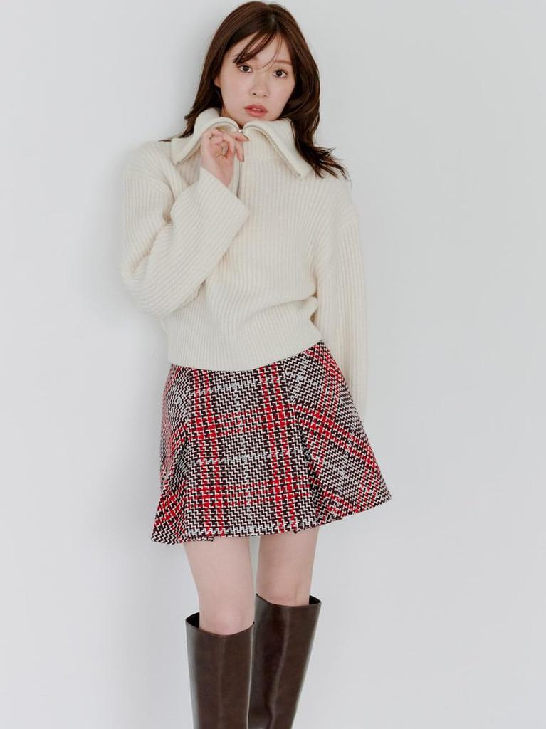 Sus roving check mini skirt SWFS254143RED1
