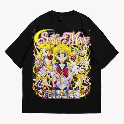 Japanisches Sailor Moon Großes T-Shirt Herren Baumwoll-T-Shirt Sommer Neu Retro Herren- und Damen-Streetwear
