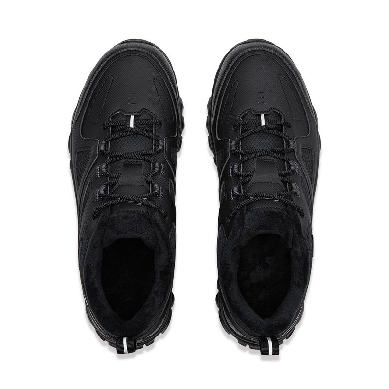 Li-Ning Comfortable Trendy Fashion Synthetic Leather Fabric Low-Top Casual Shoes Unisex Sneaker Black AGLV247-1