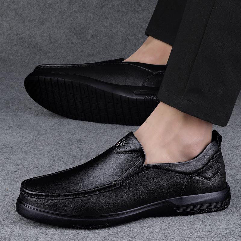 Men's shoes loafer leather shoes business dress casual shoes spring low-top foot cover leather first-layer cowhide surface single shoes