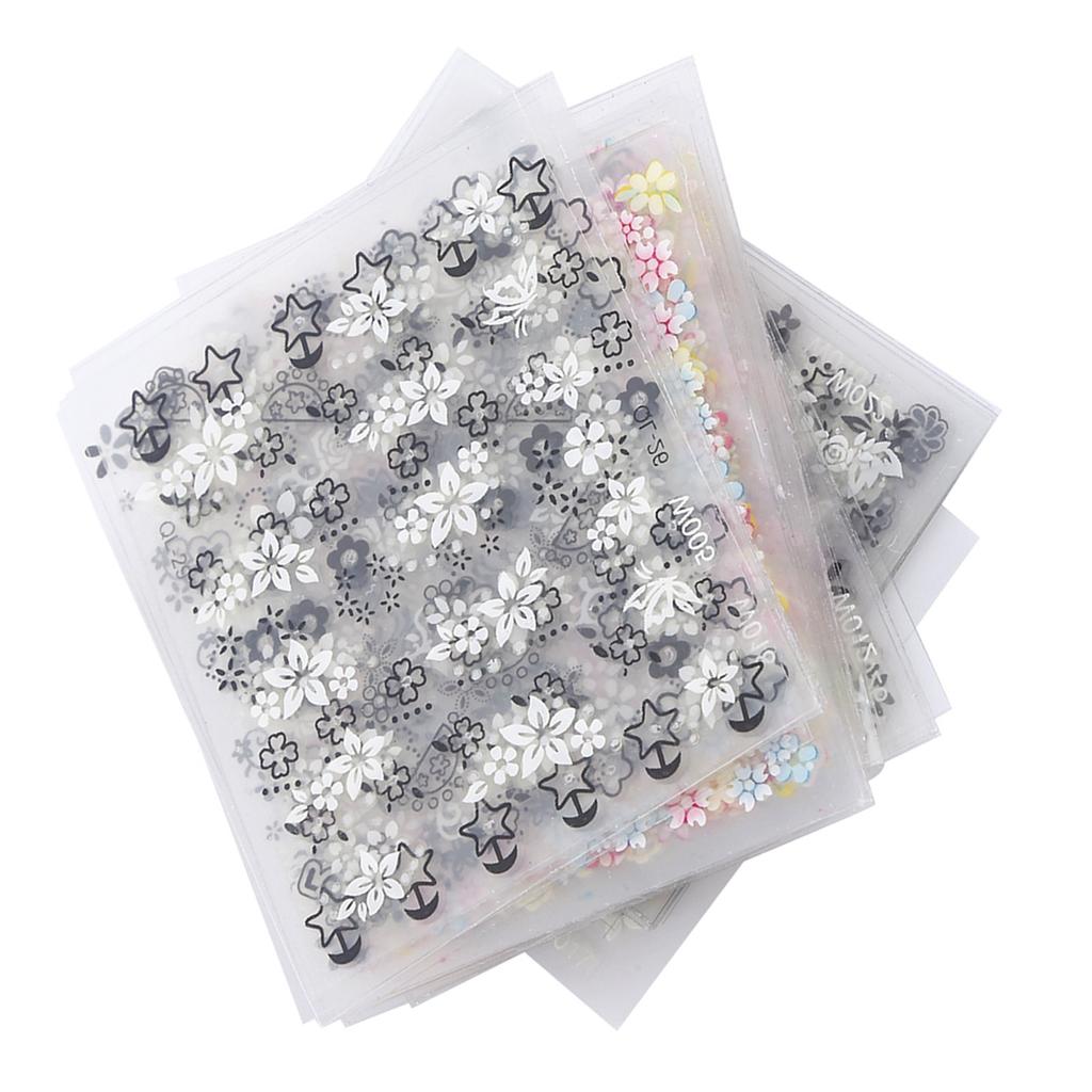 50 Sheets Nail Stickers, 3D Nail Art Stickers, Flower Design, Self-Adhesive Stickers, Decoration for Women Girls