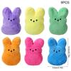 6Pcs Colorful Cute Bunny Plush Doll Easter Basket Fillers Kids Boy Girl Birthday Party Gifts Favors Spring Home Table Decoration