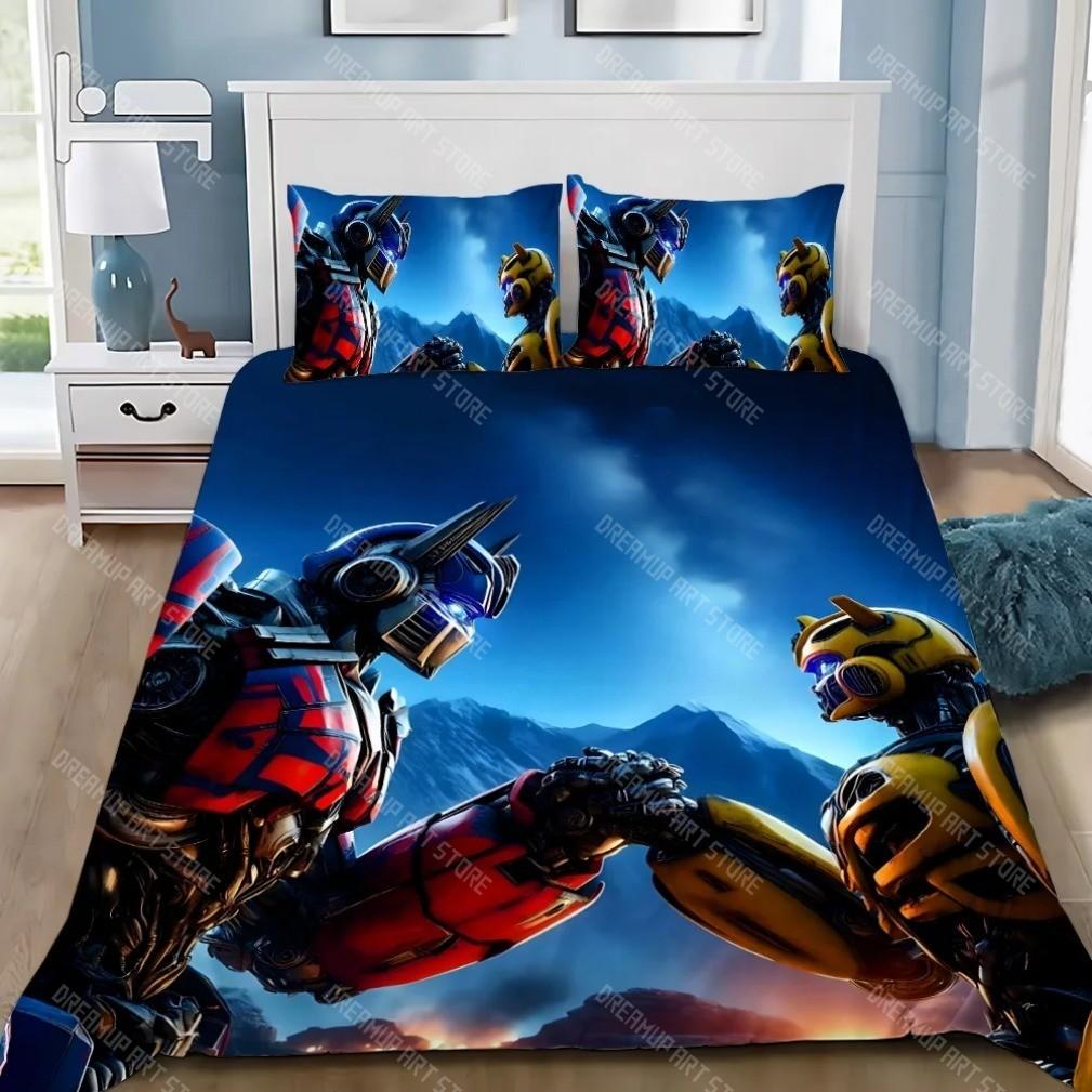 Cartoon T-Transformers Bedding Set for Children Adult Gift Robot Duvet Cover Pillowcase Single Double Large Size