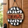 Halloween Door Sign Hanging Sign Wooden Front Hanger Wreath Cute Durable Ghost Welcome for Porch Wall Indoor Home Decoration