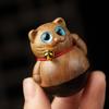 Handmade Wood Carving Kitten Ornaments Small Animal Creative Desktop Wood Cat Decoration Crafts