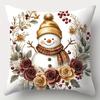 Modern Style Snowman And Reindeer Pattern Home Decor Pillowcase Bedroom Living Room Decor Polyester Cushion Cover