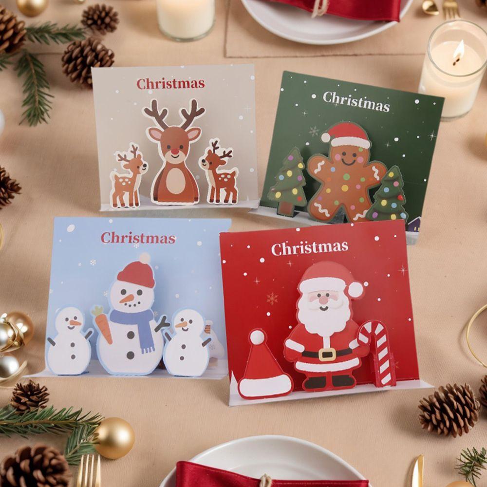 Christmas Greeting Cards 4 Pieces With Envelopes 3D Merry Christmas Greeting Cards For Kids Adults Friends Coworkers Teachers