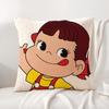 P-Peko L-Lollipop Happy Girl Cushion Cover Natural Linen Pillow Cover Double-Sided Print Cushion Case For Sofa Home Decor Gift