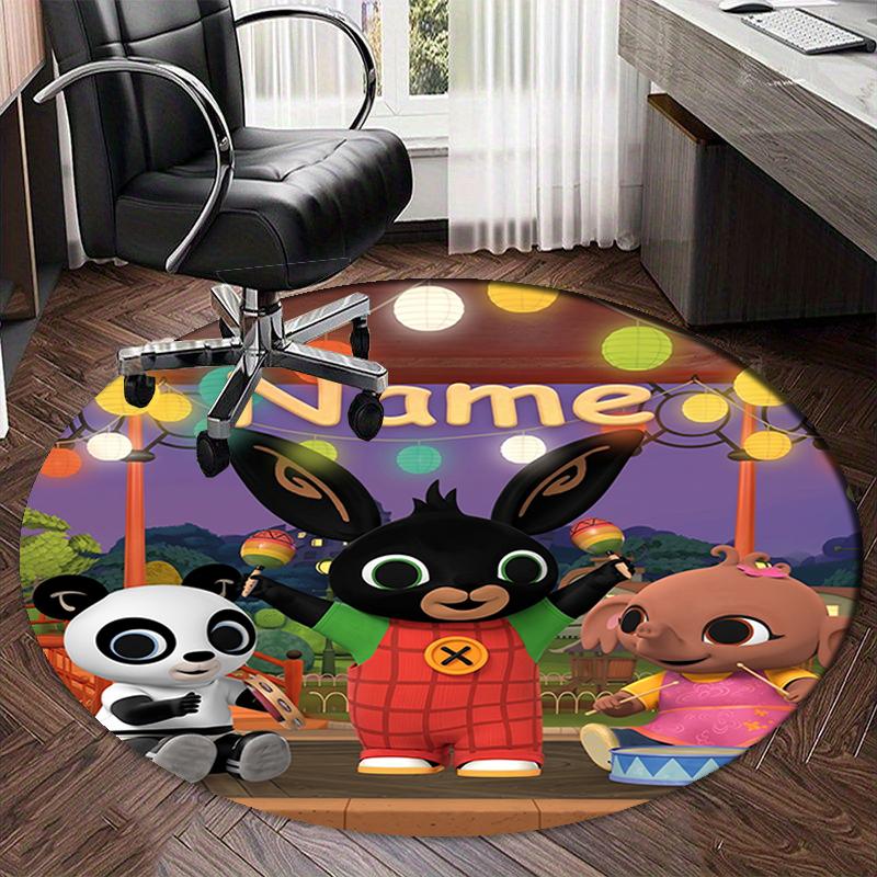 Custom Name Bing Printed Round Rug Carpet Chair Rug Area Rug Entryway Doormats,for Office Chair Living Room Bedroom Kitchen Room.