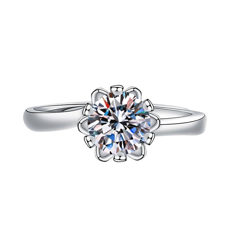 Open Adjustable European and American Style New Imitation Mosane Diamond Adjustable Girls' Ring Fashionable Creative Ring