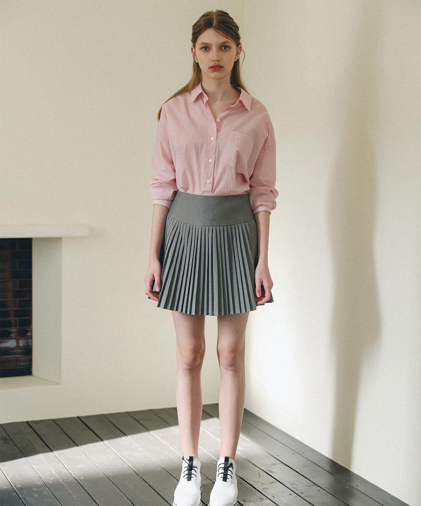 Hypernet Preppy Pleated Mini Skirt_Gray
