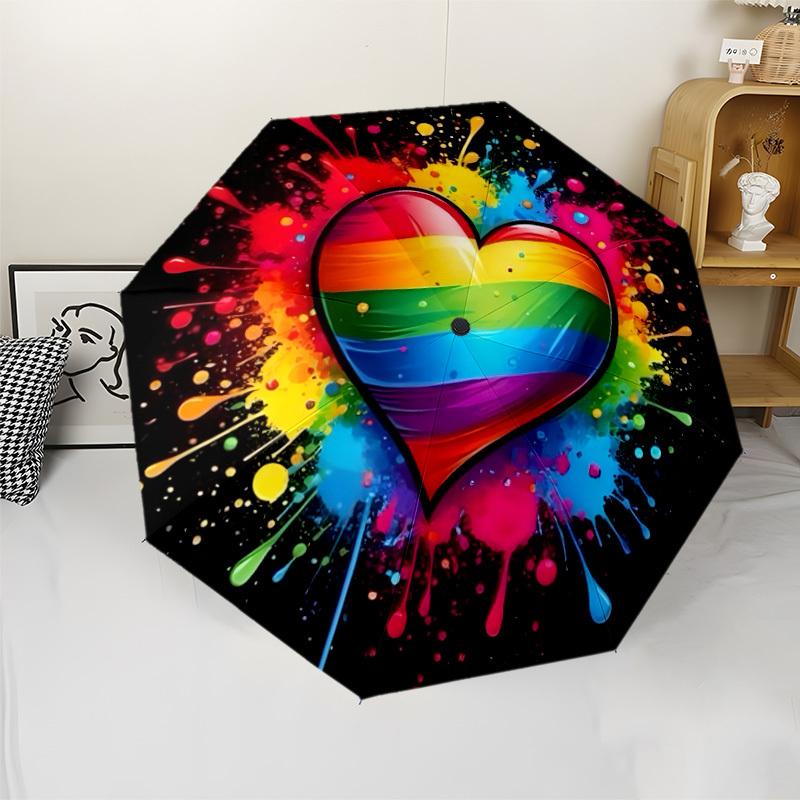 Dream Heart C Folding Umbrella with 8 Iron Frames Automatic Opening Design Suitable for Outdoor Matching Fashionable Accessori