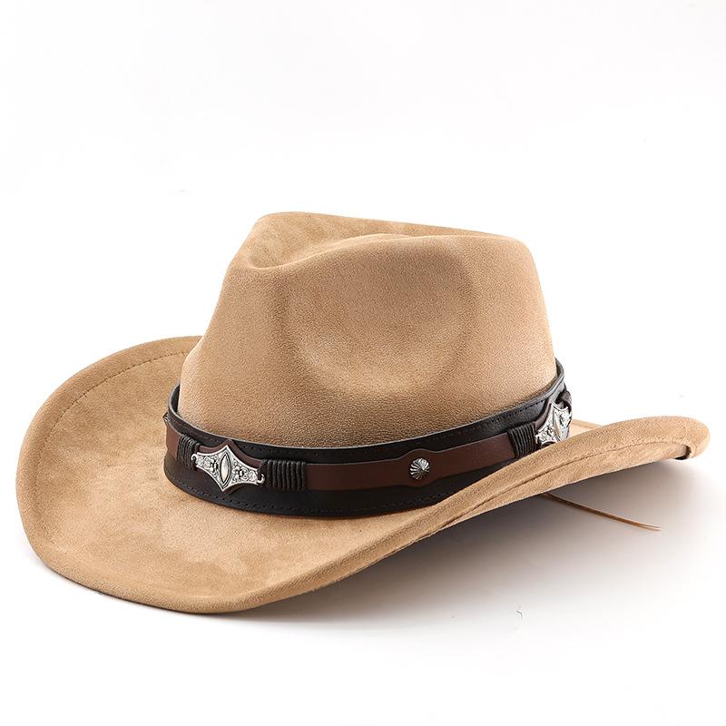 New Tibetan western cowboy hat dance performance jazz hat leather belt suede felt hat hat