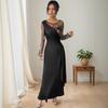 Spring and Autumn's new elegant banquet style irregular dress long-sleeved embroidered dress