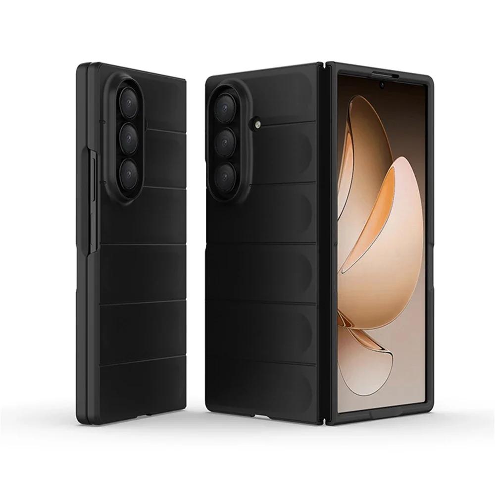 Fashion Simple Smooth-Touch Wave Pure Color Silicone Case For Samsung Galaxy Z Fold 7 6 5 4 3 Full-pack Shockproof Protect Cover