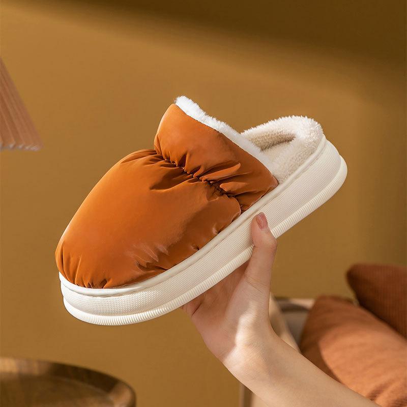 Cotton Slippers Bag and Home Slippers Winter Women's Waterproof Down Cloth Thickened Shoes Non-slip Warm Cotton Shoes Men's Shoes