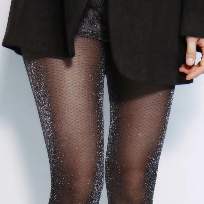 Glittery Diamond Pattern Stockings