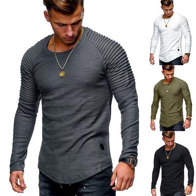New Slim Fit Round Neck Long Sleeve T-Shirt for Men with Arm Zipper, Unique European and American Style Casual Base Shirt T-Shirt for Men