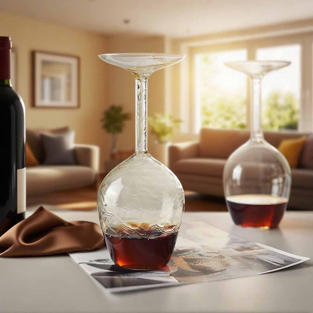 Nové kreativní převrácené sklenice na víno 400 ml s dlouhou stopkou na červené víno se zábavným převráceným designem Jedinečný vánoční dárek pro milovníky vína