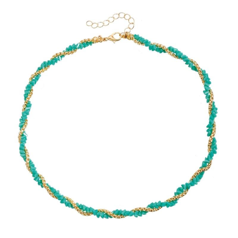 Stylish Layering Necklace Feature Sparkling Glass Crystals Adjustable Twist Chain For Casual or Formal Event