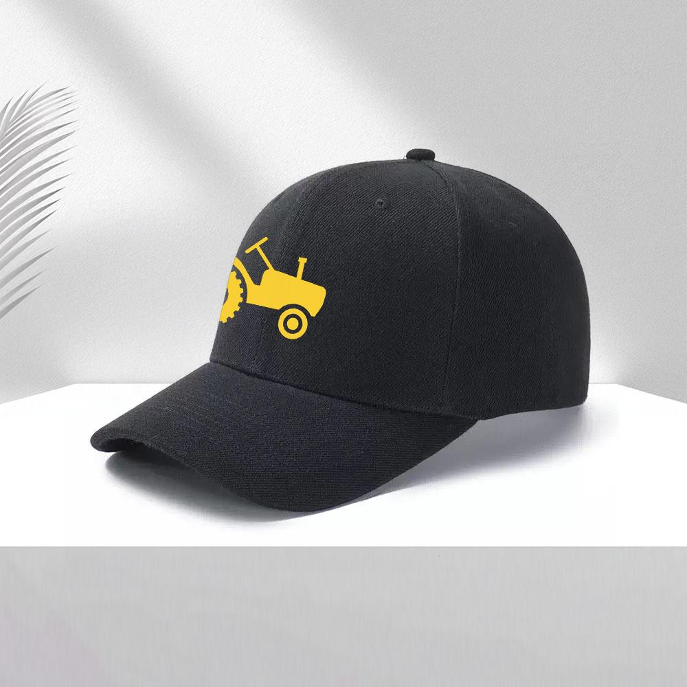 Yellow Tractor Graphic Polyester Baseball Cap Adjustable Unisex Outdoor Casual Farm Hat