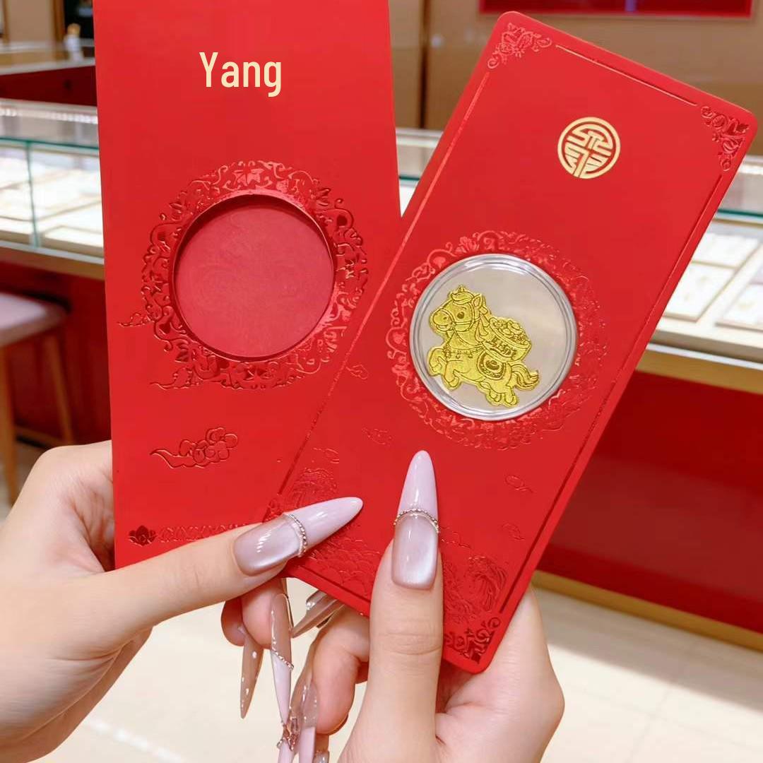 New Year Celebration 999 Pure Gold Lucky Cat Phone Sticker Red Envelope with Auspicious Gold Get Rich Words Card