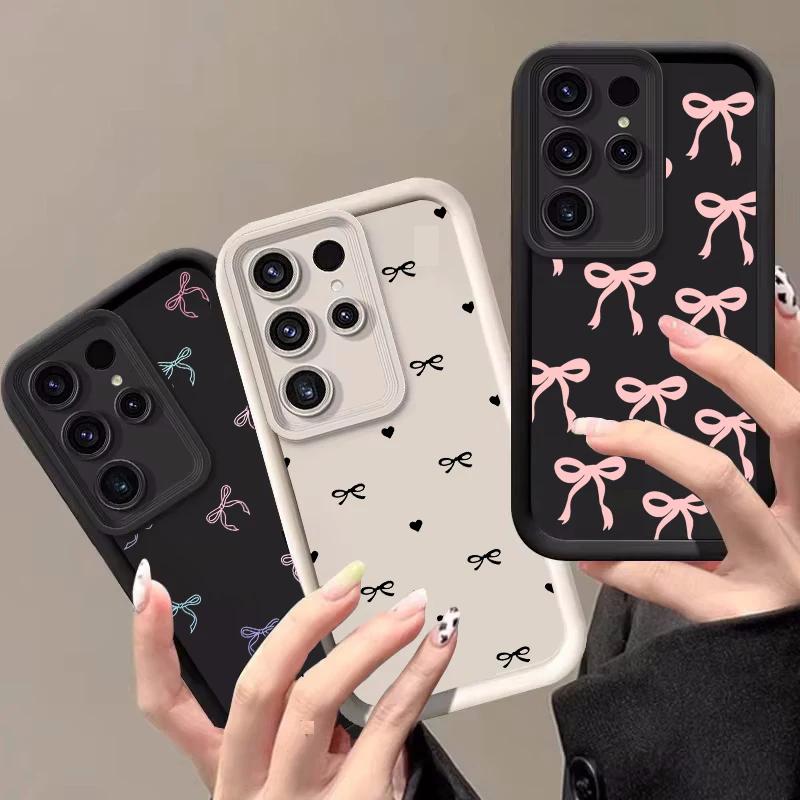 Cute Black Bow Phone Case for Motorola Moto Edge 40 Neo 50 Pro 50 Fusion 5G G84 G14 G32 G35 G52 G30 G60S G53 G22 E13 E14 Cover