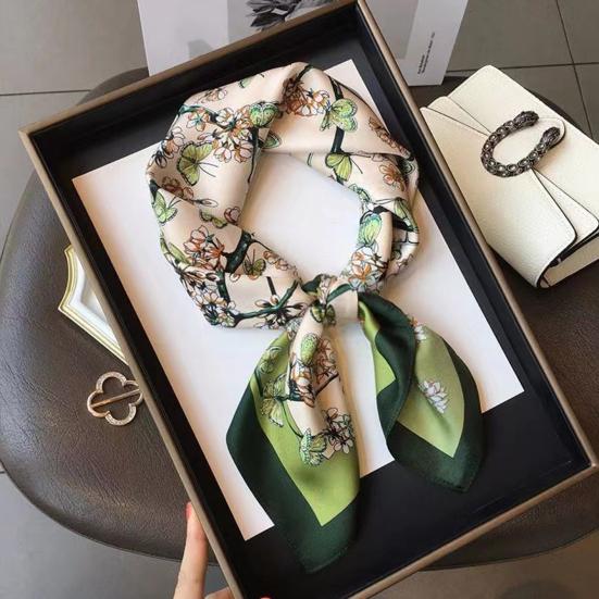 70x70CM Čtvercový šátek z umělého hedvábí Jaro Léto Prodyšný Dámský Šátek na hlavu Nákrčník Ochrana před sluncem Falešný saténový šátek do vlasů